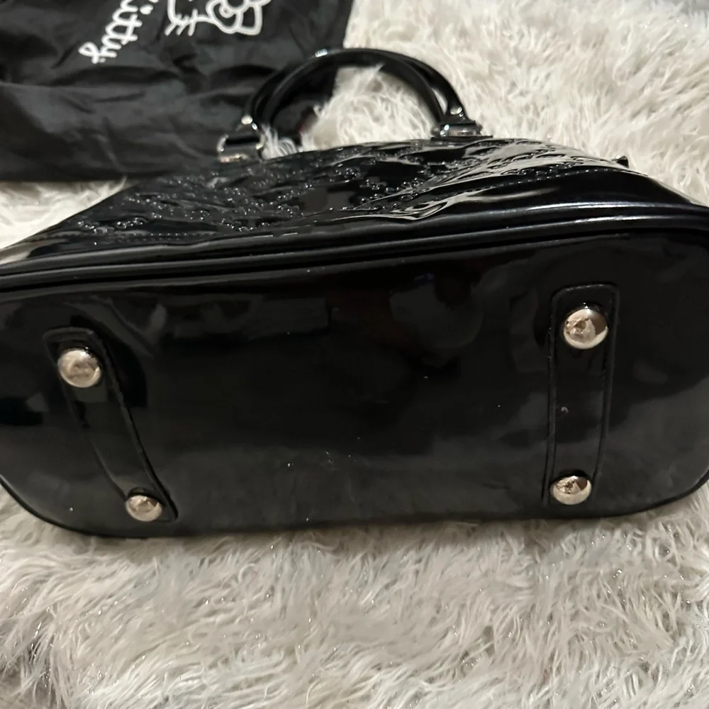 Hello Kitty Glossy Black Patent Embossed Satchel